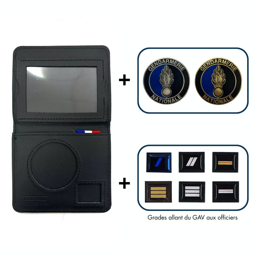 Porte-carte 2 volets avec support de grade et subdivision