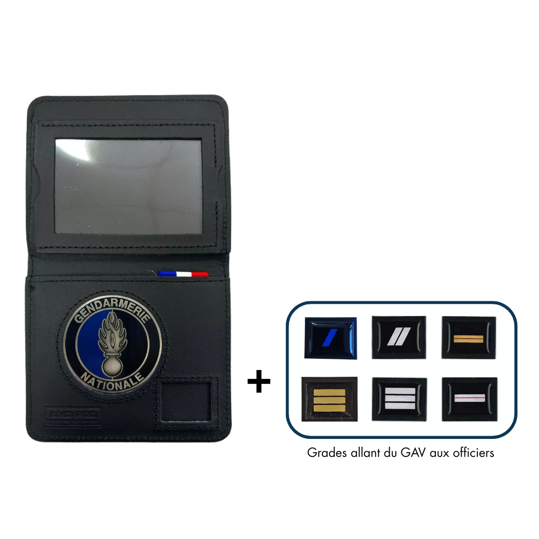 Porte-carte 2 volets avec support de grade et subdivision