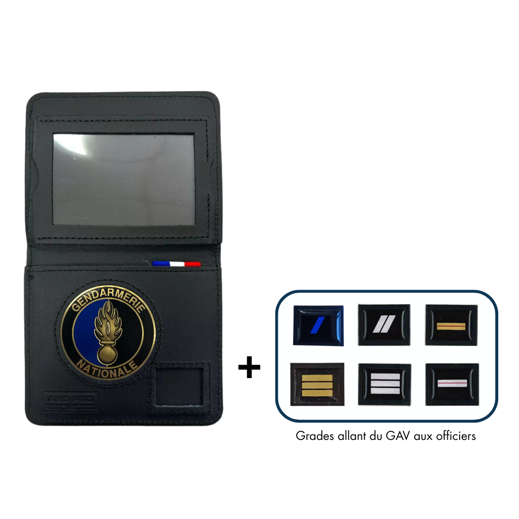 Porte-carte 2 volets avec support de grade et subdivision